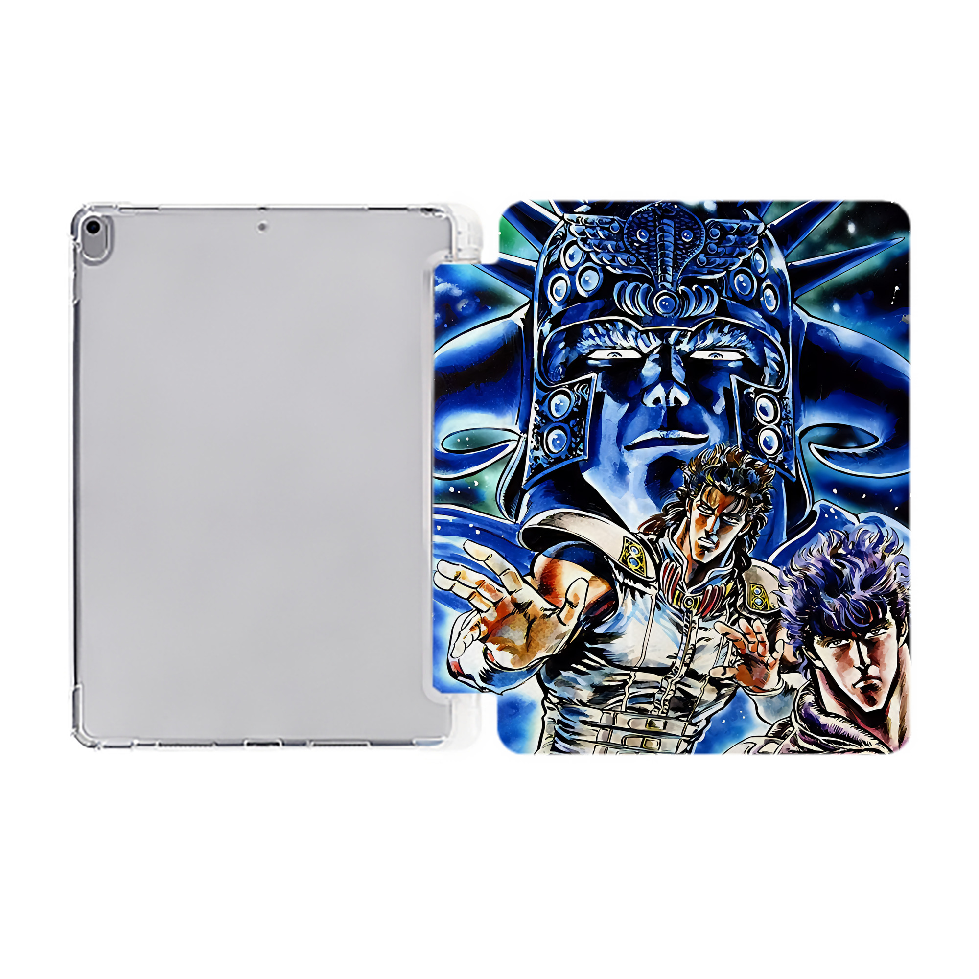 （画像用） 北斗の拳 Fist of the North Star IPad ケース ペン収納付き 三つ折りスタンド PUレザー×シリコン 対応機種9.5/10.5/10.9インチ